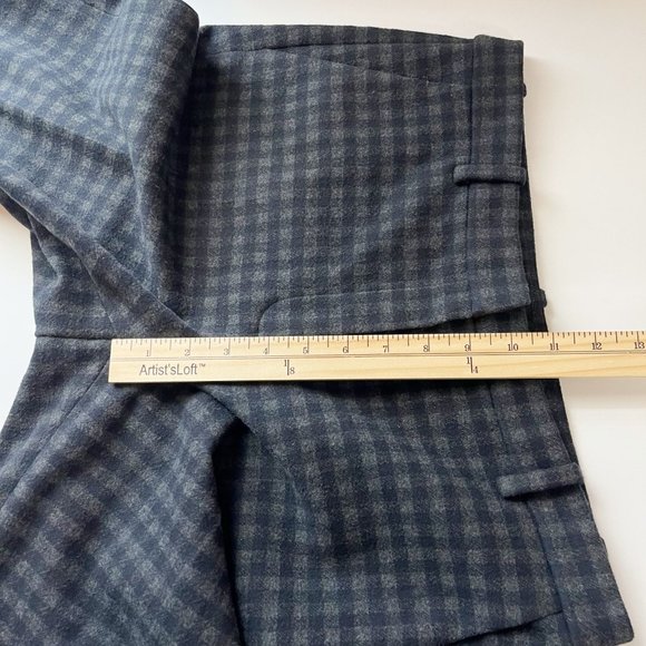 Theory Treeca Gingham Knit Dress Pants Gray & Navy Blue Plaid - Women's Size 8 - Picture 8 of 9